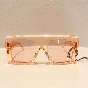 Stella MacCartney Square Clear Orange Bio Material Women’s Sunglasses NEW